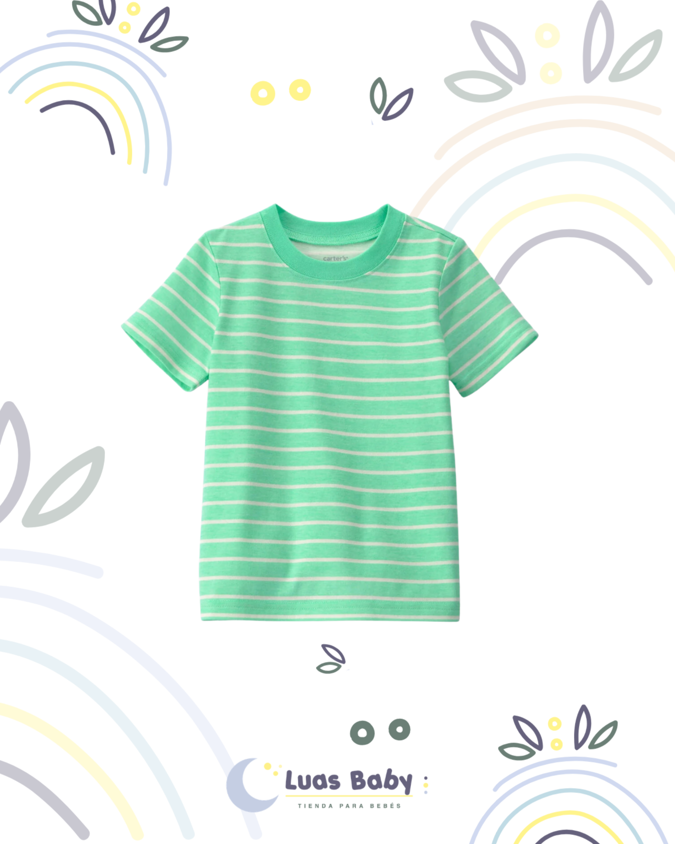 Camiseta Manga Corta Rayas Verdes