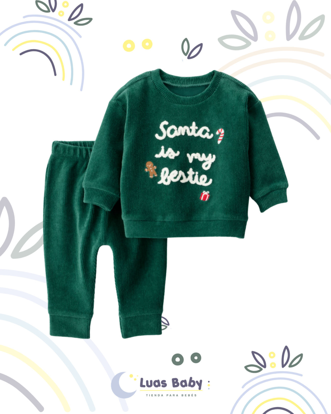 Conjunto Navideño Santa is My Bestie Verde
