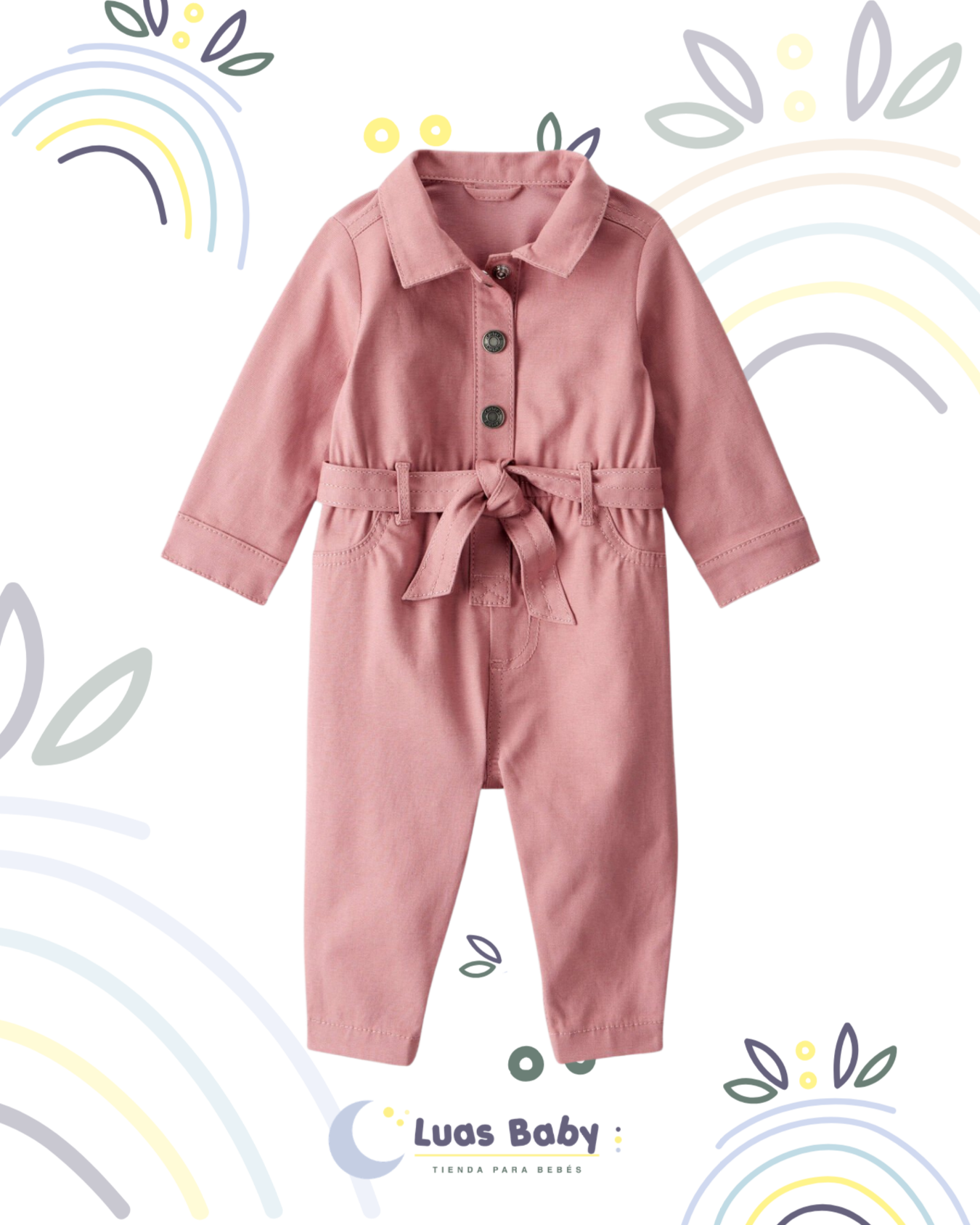 Mameluco Largo Rosado Tipo Trench