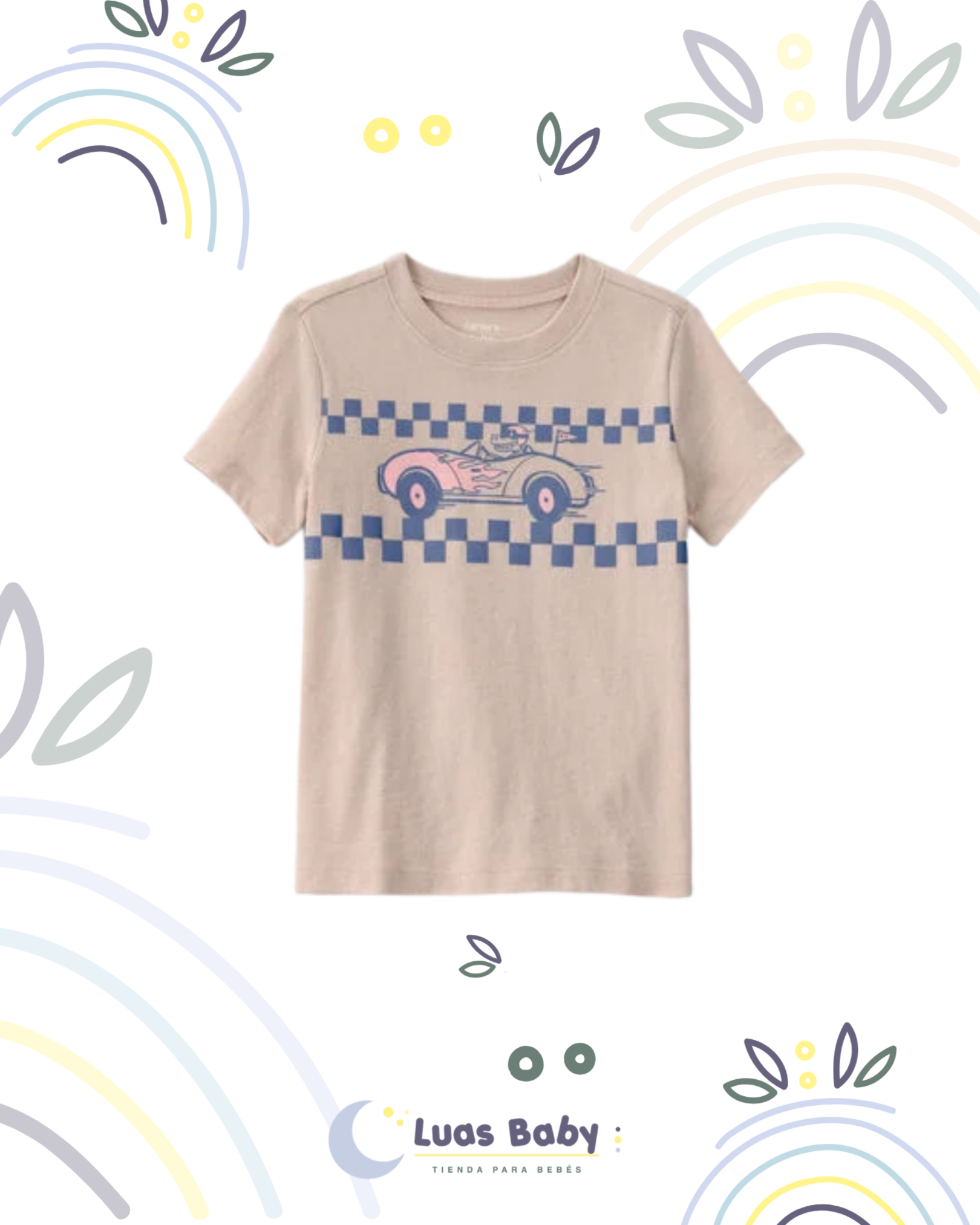 Camiseta Autos Vintage Cuadros Niño