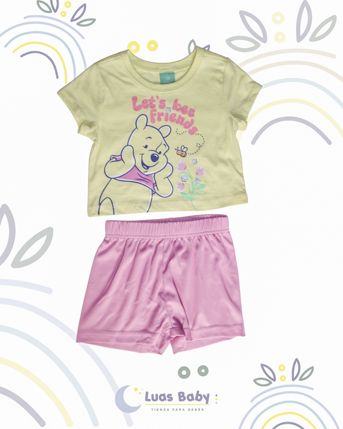 Conjunto Camiseta + Short Winnie Pooh Let's Bee Friends