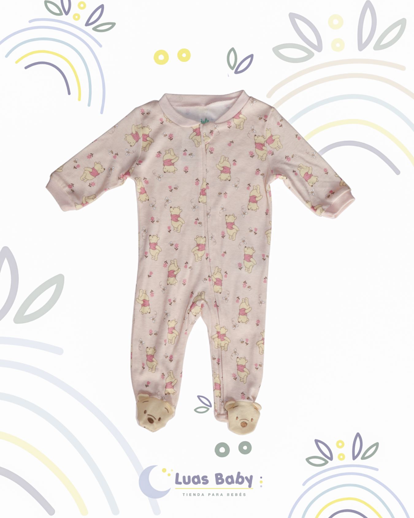 Sleeper Entero con Pie Winnie Pooh Rosa
